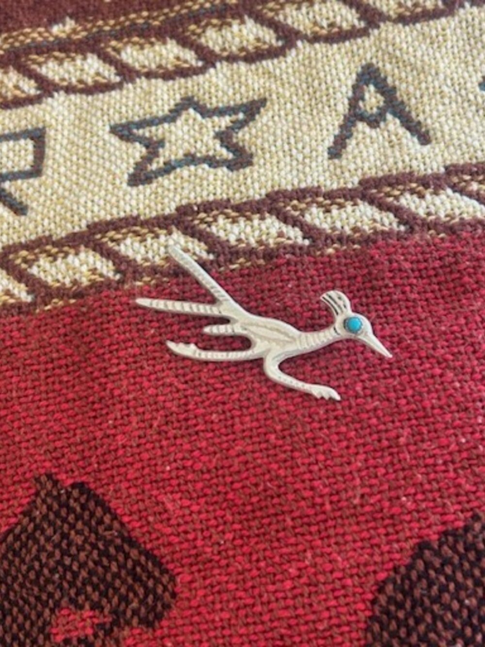 Sterling Silver ROAD RUNNER Native American Turquoise Brooch - Picture 7 of 11